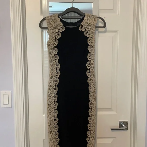 navy and gold dresser Raas Women's Black and Gold Long Dress with Slit main image 1